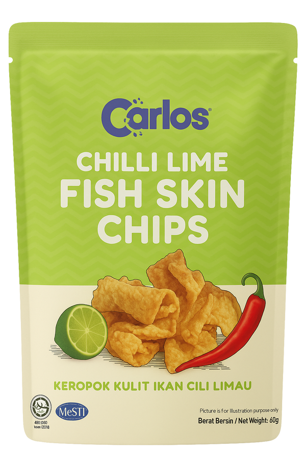 Chili Lime Fish Skin Chips 60g | Keropok Kulit Ikan Pedas