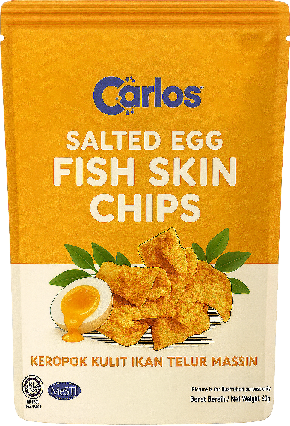 Salted Egg Fish Skin Chips 60g | Keropok Kulit Ikan Telur Masin