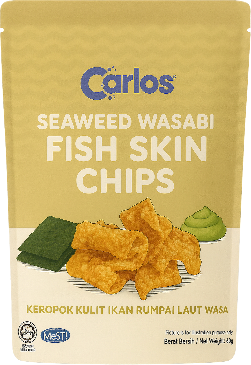 Seaweed Wasabi Fish Skin Chips 60g | Halal Japanese Snack